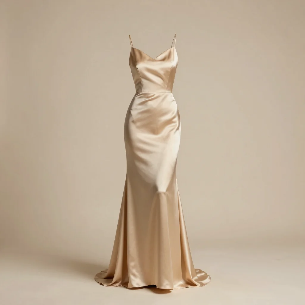 Champagne Satin Cascading Gown