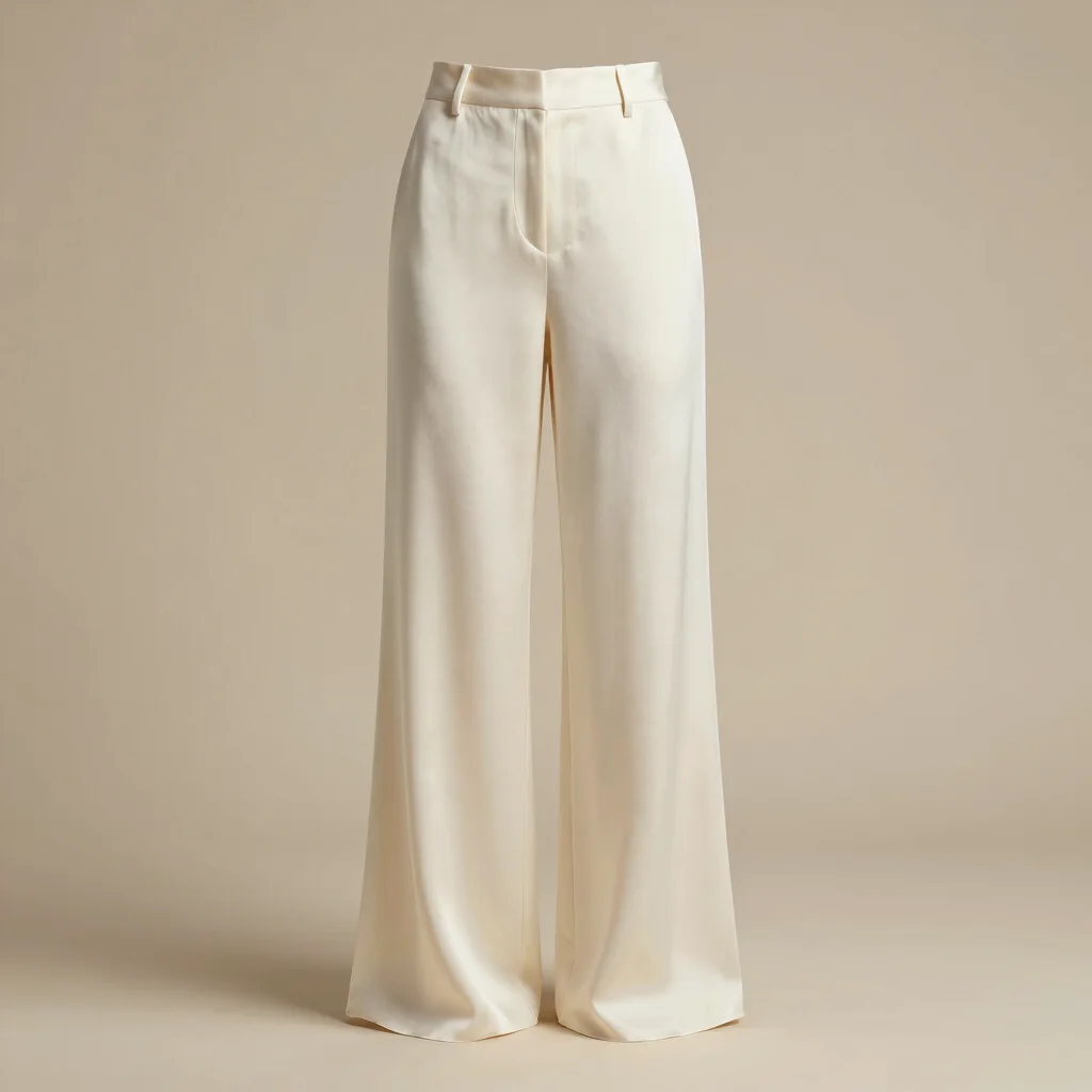 Ivory Pleated Raw Silk Trousers