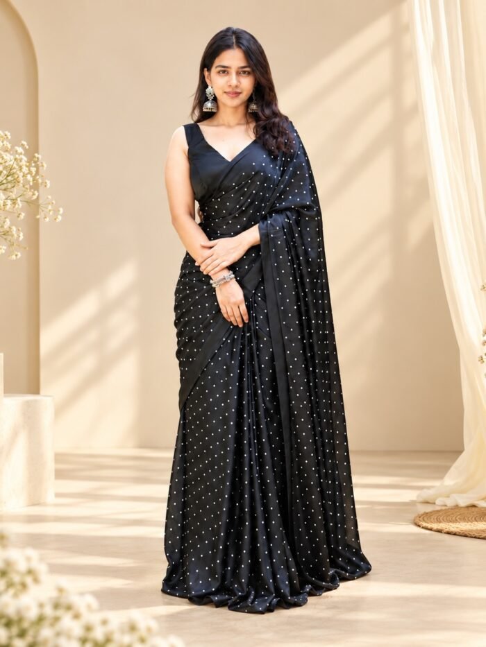 Black Polka Dot Saree